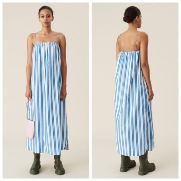 GANNI Organic Cotton Striped Tent Dress NWT EU 38/US6 - Picture 1 of 13